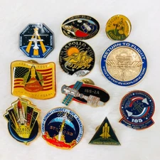 NASA Space Shuttle Station Mission Enamel Pin Lot - ISS Apollo Mercury