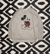 Vintage 80s Disney Mickey Mouse Heather Gray Pullover Crewneck Sweatshirt XL