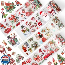 JarThenaAMCS 4 Rolls Christmas PET Washi Tape Xmas Red Transparent Adhesive M