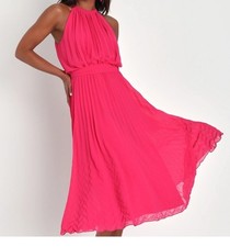 Lulu's Gorgeous Day Pink Halter Midi Dress Women's XS