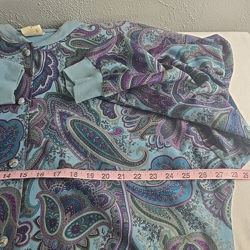G.W. Giacca Division of Graff Blue Paisley vintage con bottoni 20 Grannycore retrò - Foto 3 di 9