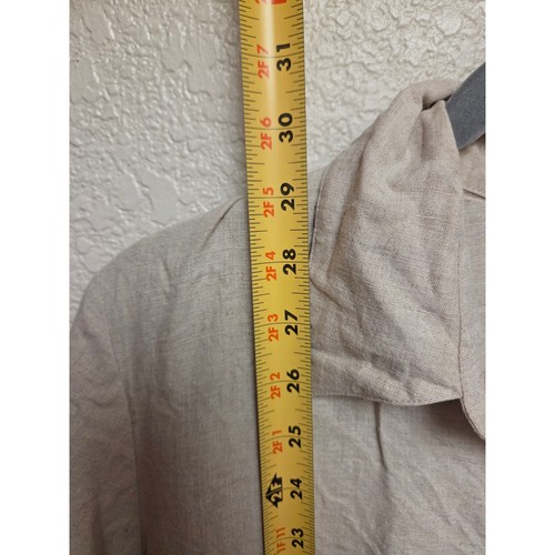 Charter Club Damen Leinen Shirt Oberteil beige 3/4 Arm bestickt Übergröße 14W - Bild 5 von 5