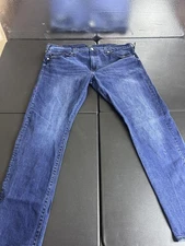 True Religion Ricky Jeans Mens 44 Blue Relaxed Straight Denim Red Stitching