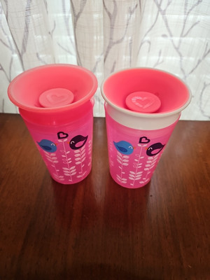 Munchkin Miracle 360 Tumblers- 2 Cups Pink, Blue&purple Birds