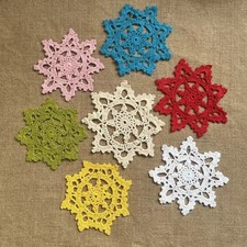 7Pcs/Lot 6" Vintage Hand Crochet Lace Doilies Snowflake Coasters Cup Mat Pad