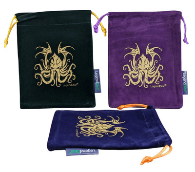 Premium Cthulhu Würfeltasche Kunstfilz gefüttert Beutel grün blau lila 12x15cm DND RPG
