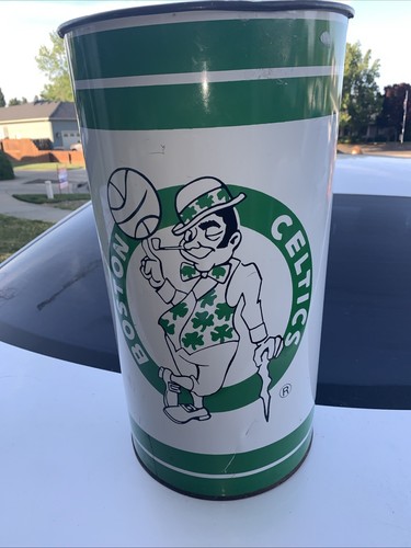 Vintage Boston Celtics Metal Waste Basket, Celtics Trash Can, P&K Products Co. - Picture 8 of 11