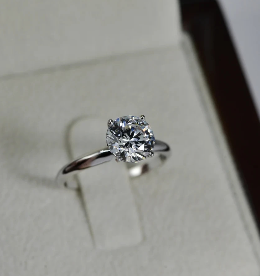 Engagement Ring 1.00CT Round Cut Natural Certified Diamond IN 14k White Gold-image