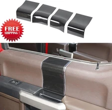 4pk Black Wood Grain Interior Door Handle Panel Cover Trim for Ford F150 2015-20