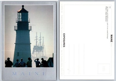 Maine Lighthouse Tall Ships Coastal Scenic Photography Postcard Dean Abramson