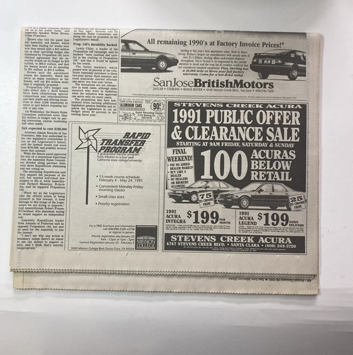 San Jose Mercury News 18. Januar 1991 - A, B, C, D, E, F Abschnitte - Bild 6 von 11