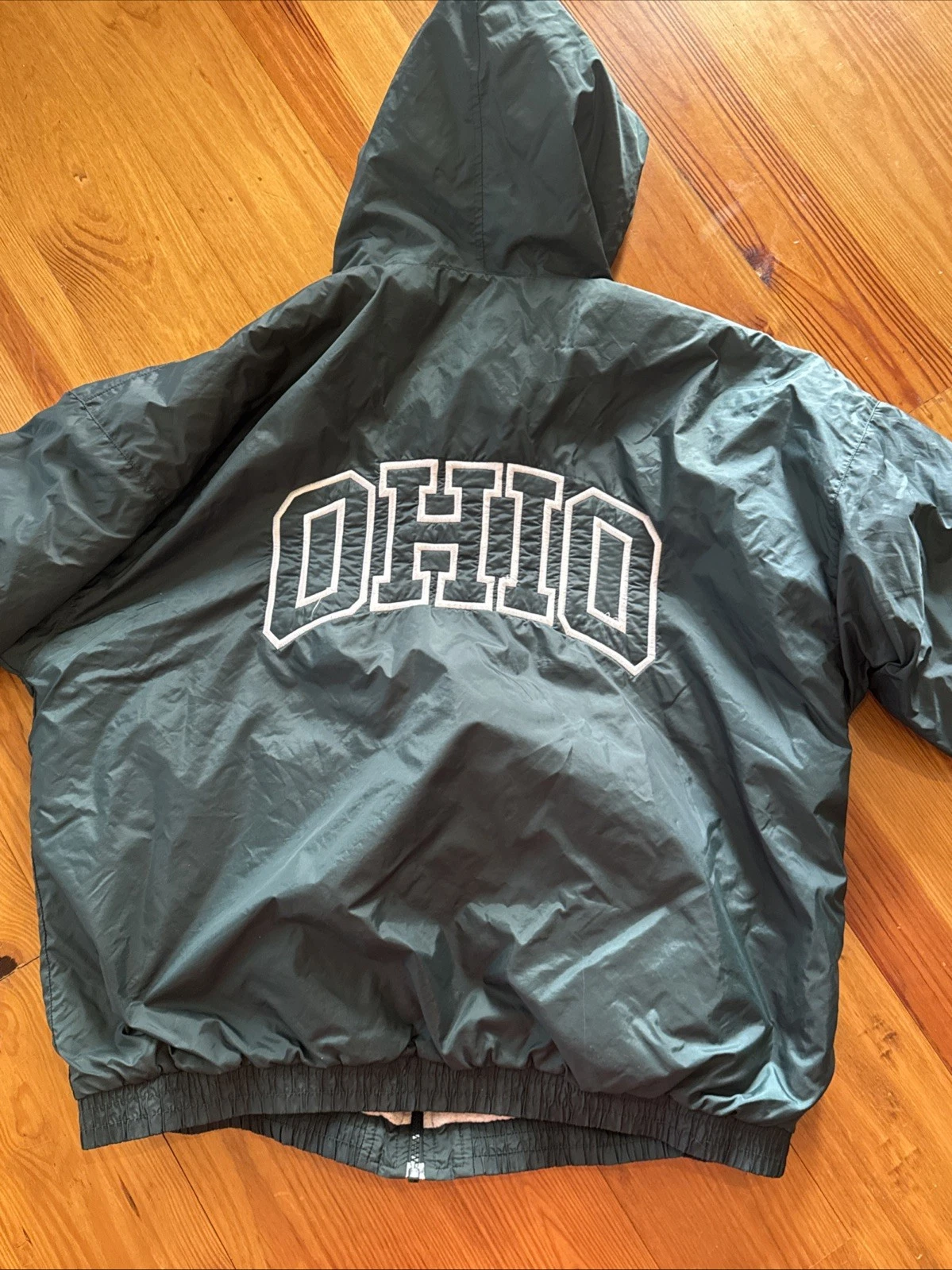 Charles River Ohio University Windbreaker Jacket Hooded Full Zip Green XXL - product detail image 3