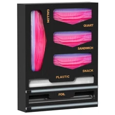 Bamboo Bag Organizer with Magnetic Closure, 6 In 1 Kitchen Drawer Foil and Pl...