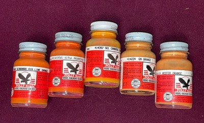 5 Polly Scale Water-Based Paints, 1 Fl. Oz, Unopened, Different Shades of Orange