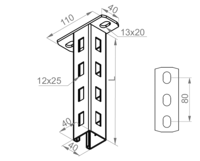 BAKS Hängestiel 400mm – Für Kabelrinne, Kabelbahn & Kabeltrasse, Einfach Montiert