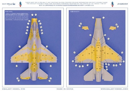 Máscara y calcomanía Galaxy 1/48 polaca F-16C Fighting Falcon Tiger Meet para Tamiya 61101 - Imagen 3 de 7