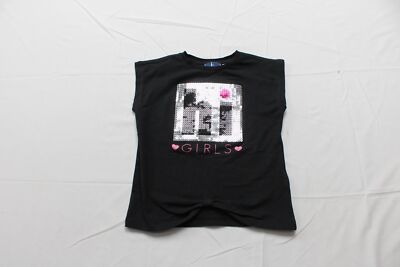Chicco Girl's Sequin Print Short Sleeve T-Shirt JL3 Solid Black Size 3T NWT