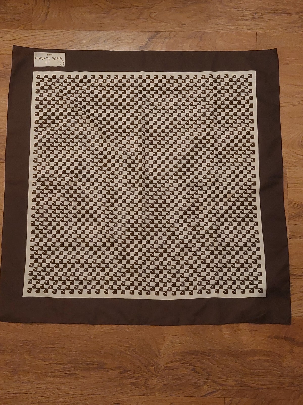 Pierre Cardin Logo Scarf Logo Print Pierre Cardin Paris Vintage 70s Chocolate...