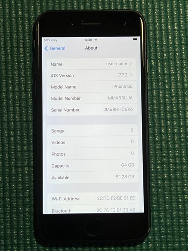 Apple iPhone SE 3rd Generation 64GB - Midnight (Unlocked) A2595 (CDMA + GSM) - Afbeelding 9 van 11