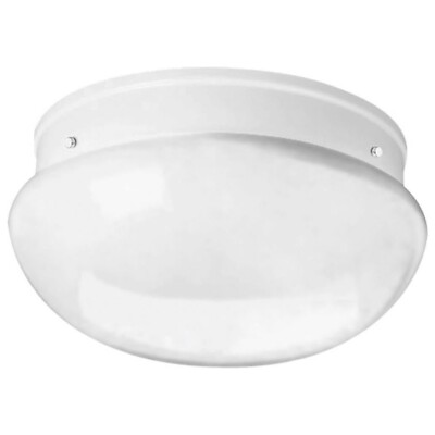 Progress Lighting P3412-30 2-Light White Flush Mount Ceiling Light w/White Glass