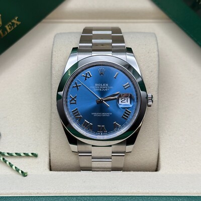Rolex Datejust 41 NEW 2026 Blue Roman Dial Stainless Steel Smooth Bezel Oyster