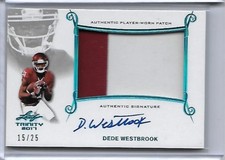 2017 Leaf Trinity Dede Westbrook Blue Prismatic Patch Auto 15/25 RC OU Jaguars