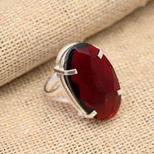 Red Garnet Gemstone Handmade 925 Sterling Silver Ring Jewelry For Her