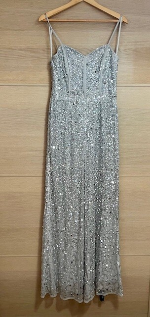River Island silver sequin corseted top eveing jumpsuit 10 brand