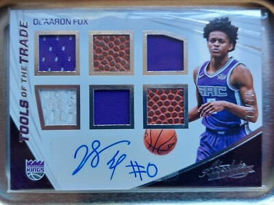 Deaaron Fox Auto Six Patch Game worn jersey and basketball Absolute Memorabilia