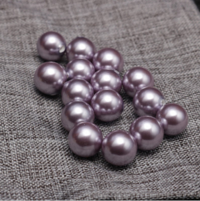 Purple Shell Pearl Round Bead Half-Drilled Bead Necklace Earrings Jewelry Making