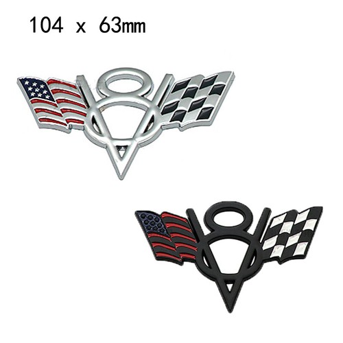 2Pcs Metal Chrome Car V8 Vintage Germany Flag Trunk Emblem Badge Decal Stickers - Bild 7 von 11