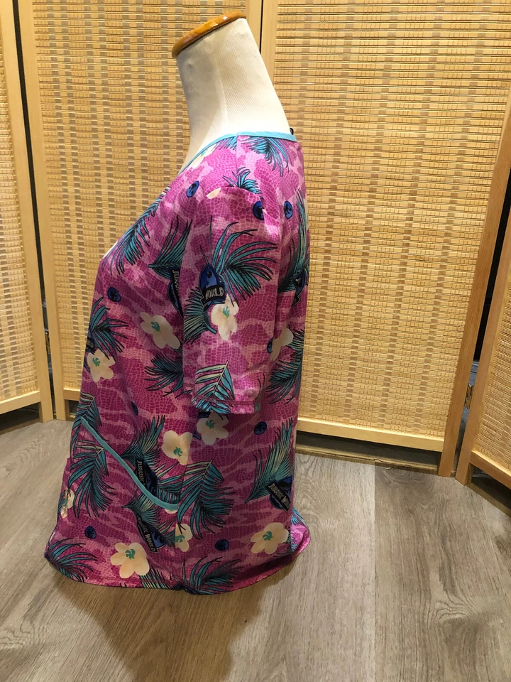 Scrubs Scrub Top Cartoon Jurassic Park World Dinosaur Dino Small S Pink H665 - Image 3 of 4