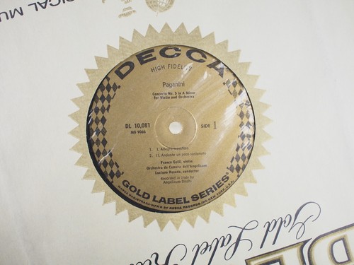 Paganini Concerto No.5 A Minor for Violin Franco Gulli Decca GOLD DL710081 VG+ - Picture 3 of 3