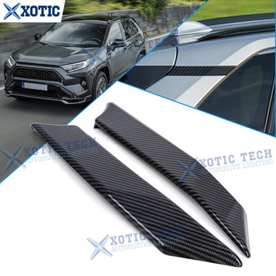 2x Carbon Fiber Style Rear Window C Pillar Cover Trim For Toyota RAV4 2019-2024