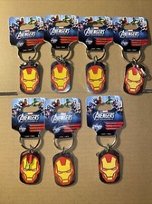 MARVEL AVENGERS ASSEMBLE IRONMAN DOG TAG KEYCHAIN LOT OF 7 W/TAGS USED CONDITION