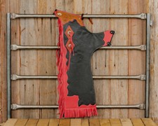 Western Black Top Grain Leather Bull Riding Rodeo Chaps/ Matching Filigree:2005