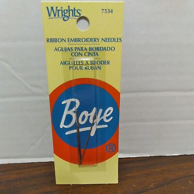 2pc Wrights (#7534) Boye RIBBON EMBROIDERY NEEDLES * NIP *