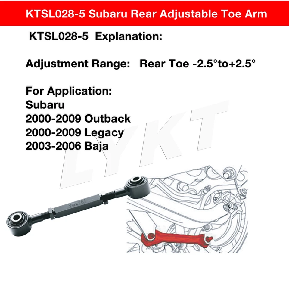 LYKT 2pcs Alignment Rear Toe Adjustable Arms for Subaru Outback、Legacy、Baja Foto 2 de 4