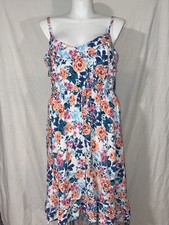 Torrid Floral Roses Floral Sz 4 Drawstring Waist Dress hi Lo