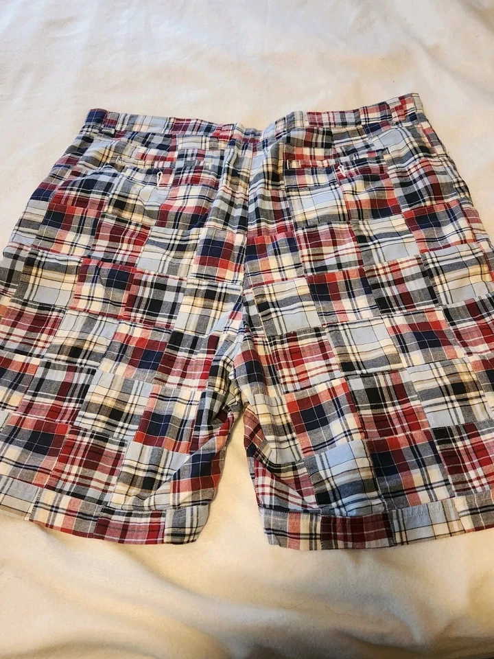 Sun River Cotton Chino Shorts Mens Sz 40 Red/White/Blue Plaid Shorts - Image 2 of 4
