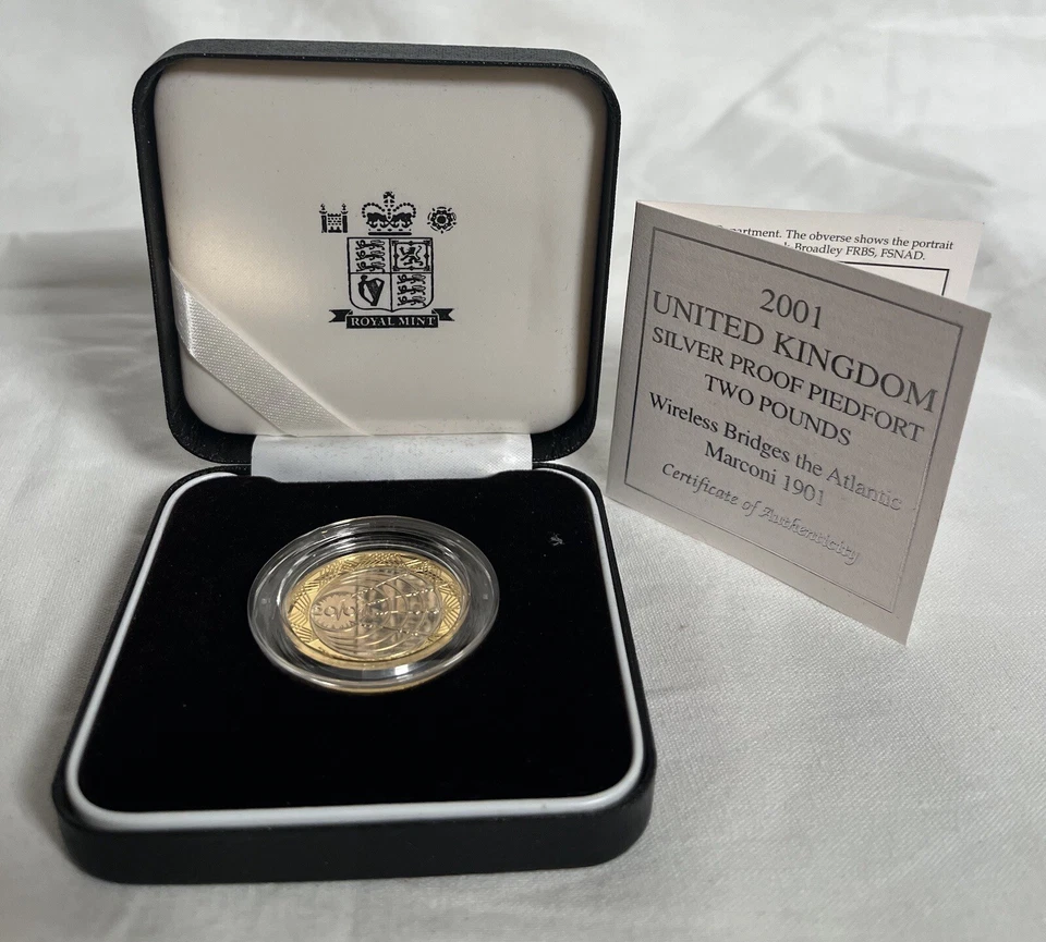 2001 United Kingdom Silver Piedfort Proof Two Pounds Marconi Telegraph Coin COA - Image 2 of 3