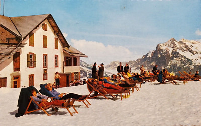 Männlichen Switzerland Sun Bathing in Snow 1970s Vintage Postcard