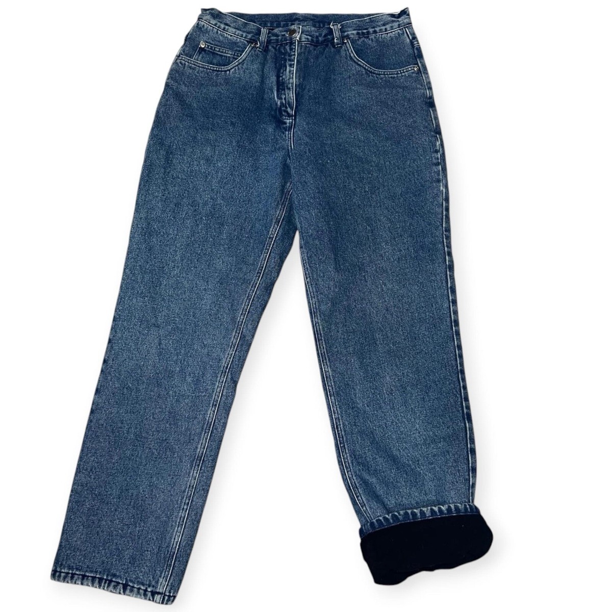 Woolrich Fleece Lined Jeans Women 12 Outdoor Workwear Denim Cabin Core Cozy Mom
