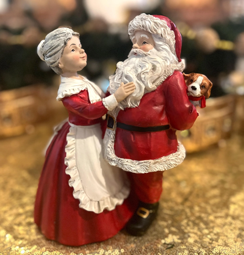 Regency Resin Santa Hiding Puppy from Mrs. Claus Christmas Decoration Figurine - 第 1/3 張圖片