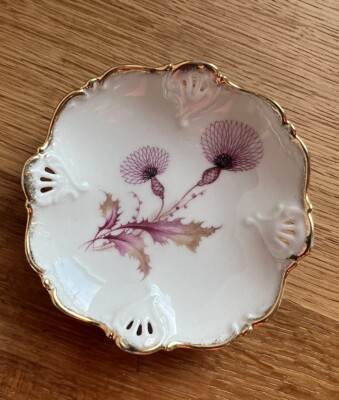 Schwarzenhammer Anbieteschälchen Elfenbeinfarbig Gold Distel Midcentury 50er Top