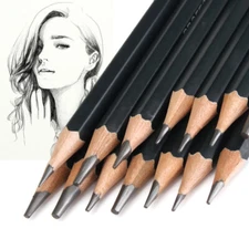 14pcs Artists Sketch Drawing Pencil Set 12B-6H Sketching Art Craft Gift Black