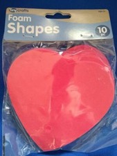 Foam Shapes Hearts Red 10 pcs lot large 4 1/2 inches Tiny Crafts Craft supplies