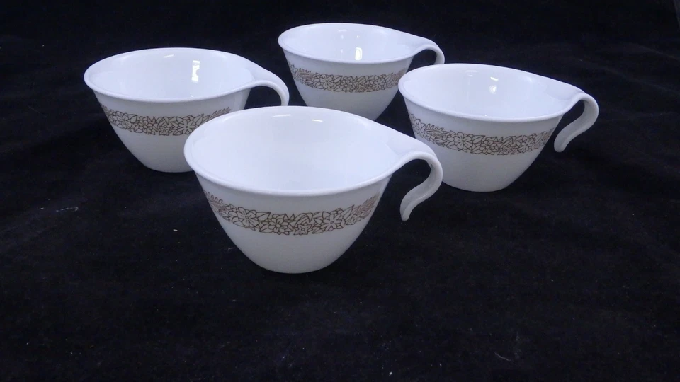 Lot De 4 Vintage Bois Marron Corelle Crochet à Poignées Café Thé Tasse / Tasse - Photo 4/4