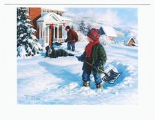 Children's winter fun LITTLE BOY Dog Christmas NEW modern Postcard