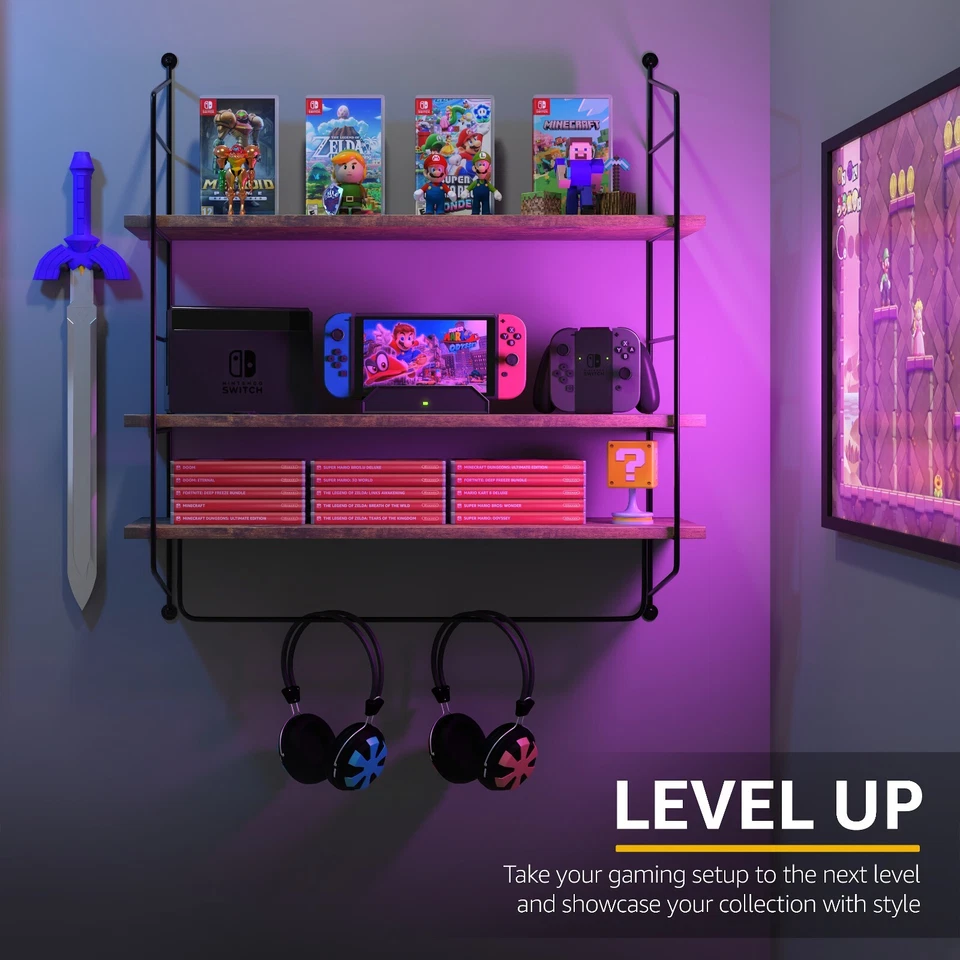 Sorbus浮动浴室架带金属支架(3层) — 第 2/4 张图片